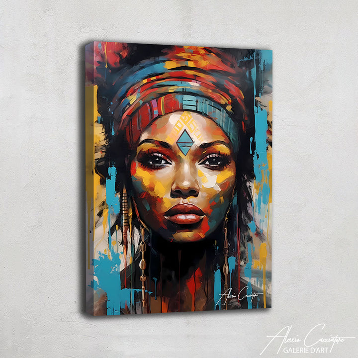 tableau femme africaine couleur