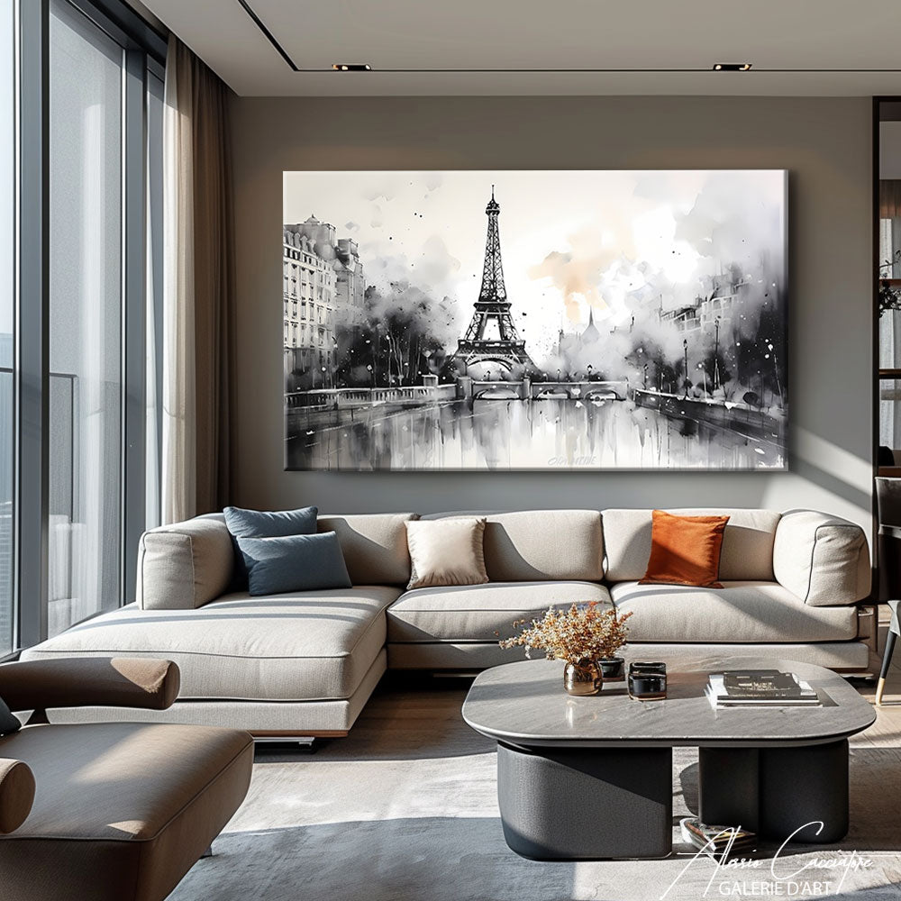 Peinture paris noir et blanc