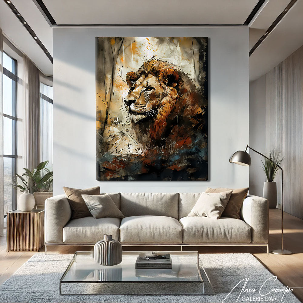 Tableau Peinture Lion 