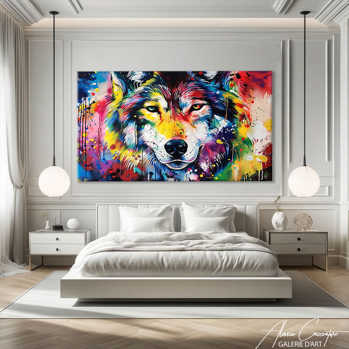 tableau loup coloré