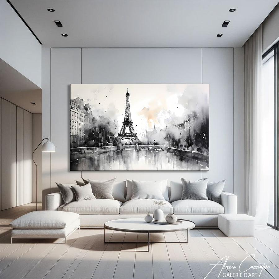 Tableau Paris Noir et Blanc – mise en situation