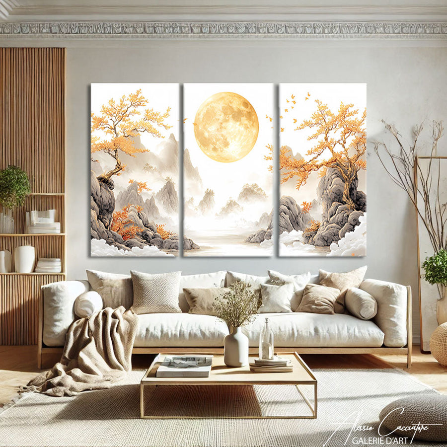 TABLEAU TRIPTYQUE BLANC Alessio Cacciatore – mise en situation