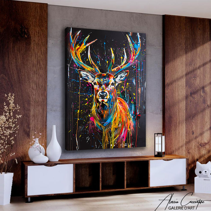 tableau cerf peinture