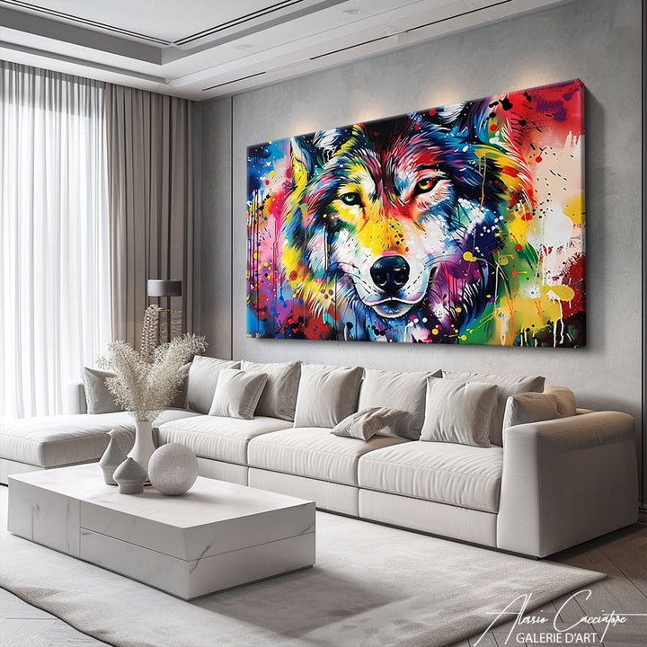 tableau peinture loup