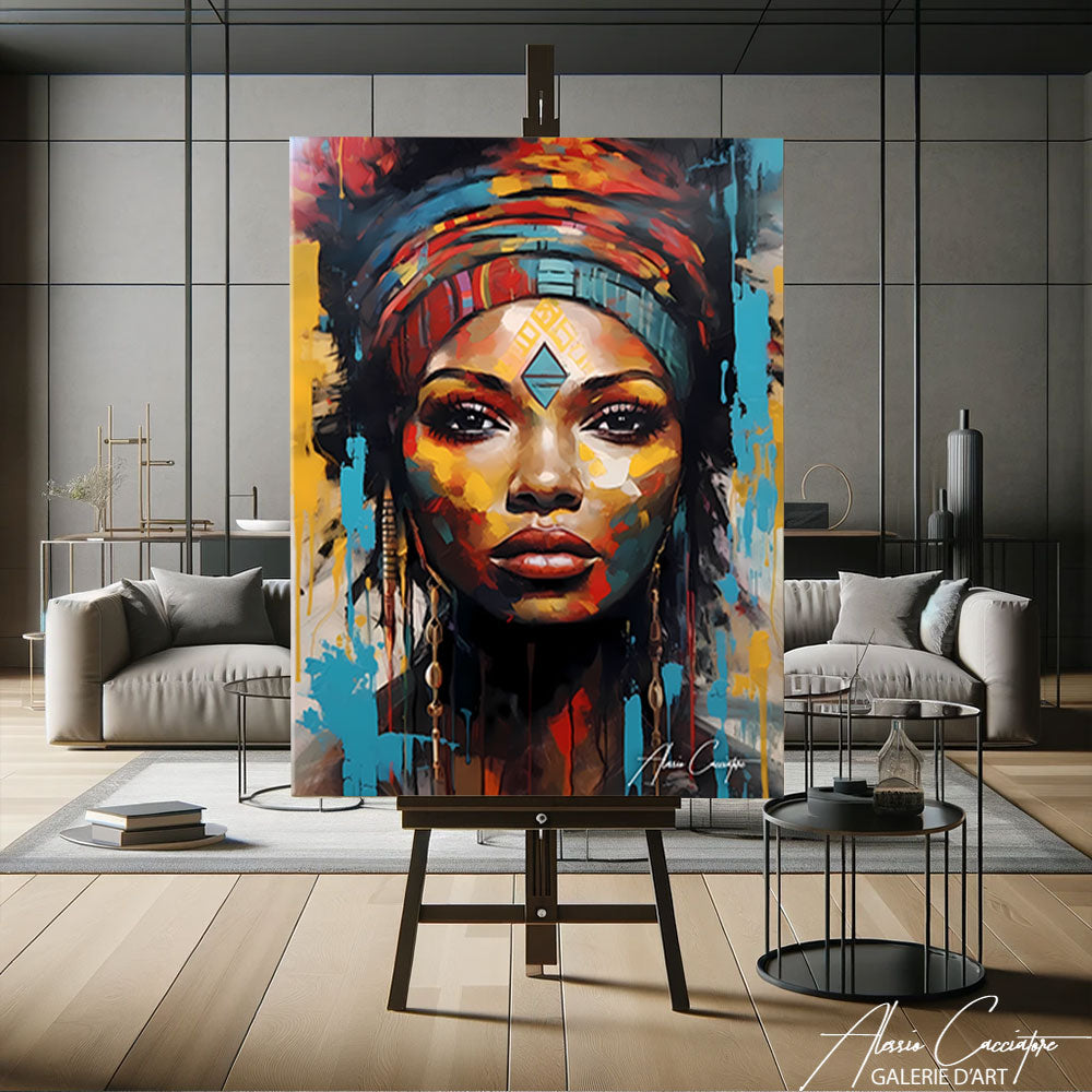 tableau femme africaine couleur
