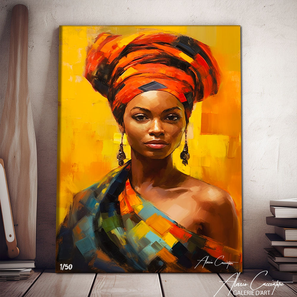 Feeby Impression Sur Toile Afrique Femmes 70x50 cm 1 pièce Tableaux Tableau Mural Image Moderne Photo Décoration Murale Artistique Photographie Design Chambre Salon Cuisine Cruches Brun Orange