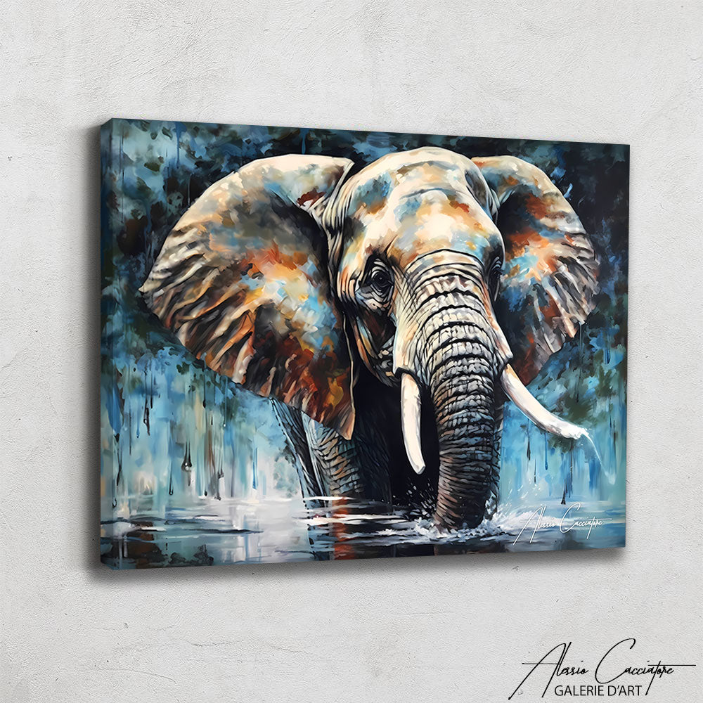 TABLEAU ÉLÉPHANT DANS L'EAU
