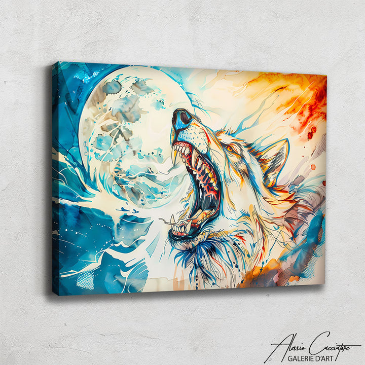 tableau loup qui hurle