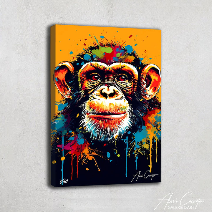 peinture singe multicolore