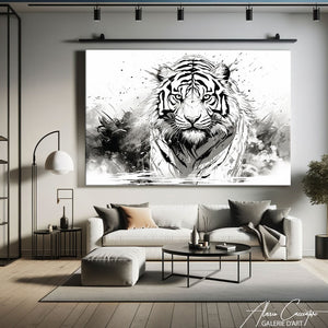 peinture tigre noir et blanc