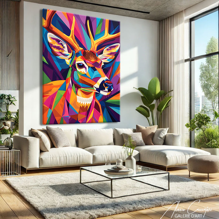 Tableau Cerf Pop Art
