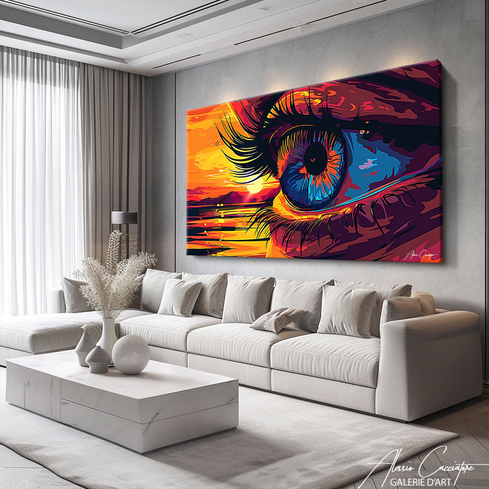 tableau abstrait coloré grand format