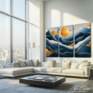 Tableau Triptyque Abstrait