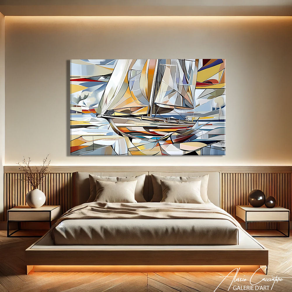 TABLEAU CUBISME VOILIER
