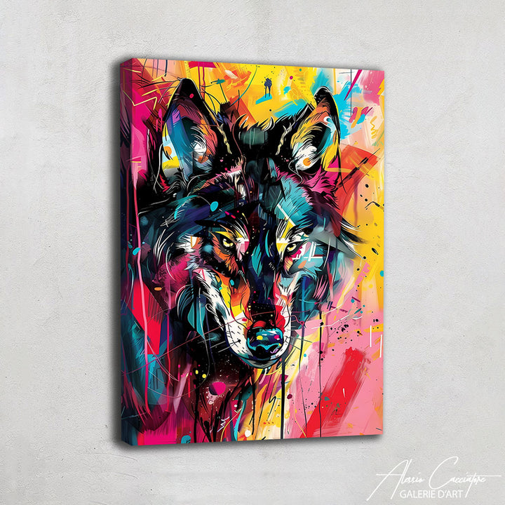 TABLEAU LOUP COLORÉ