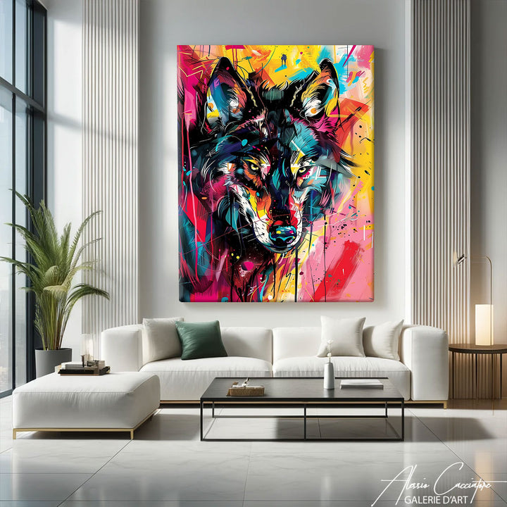 TABLEAU LOUP COLORÉ