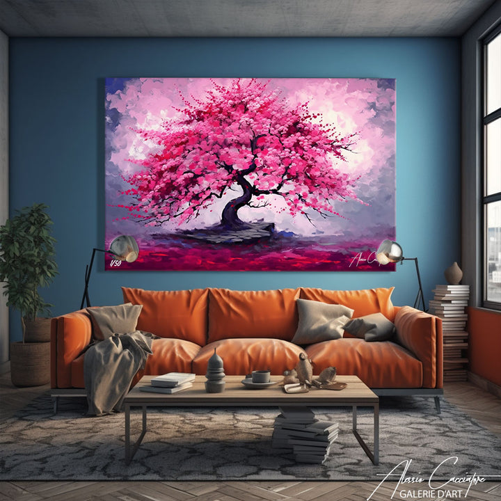 tableau avec cerisier japonais