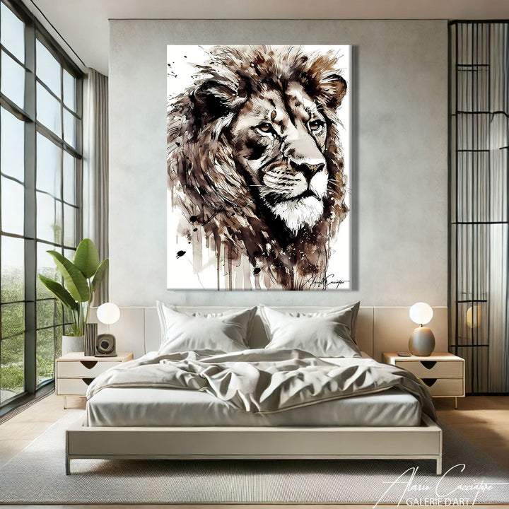 tableau lion peinture