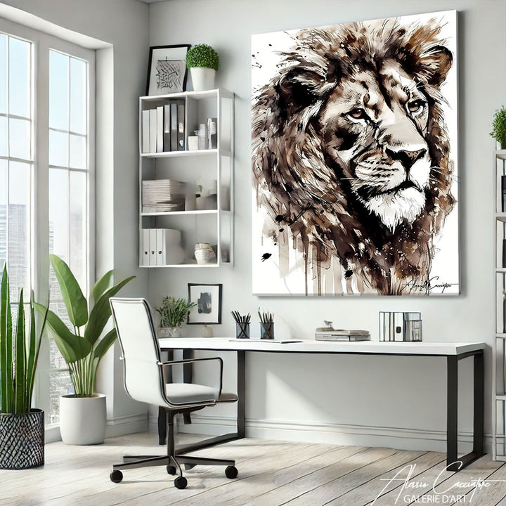 peinture lion abstrait