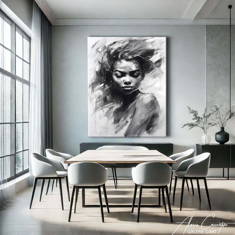 tableau africain noir et blanc