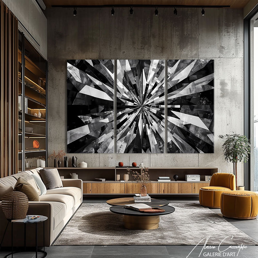 Tableau Triptyque Noir Et Blanc – mise en situation