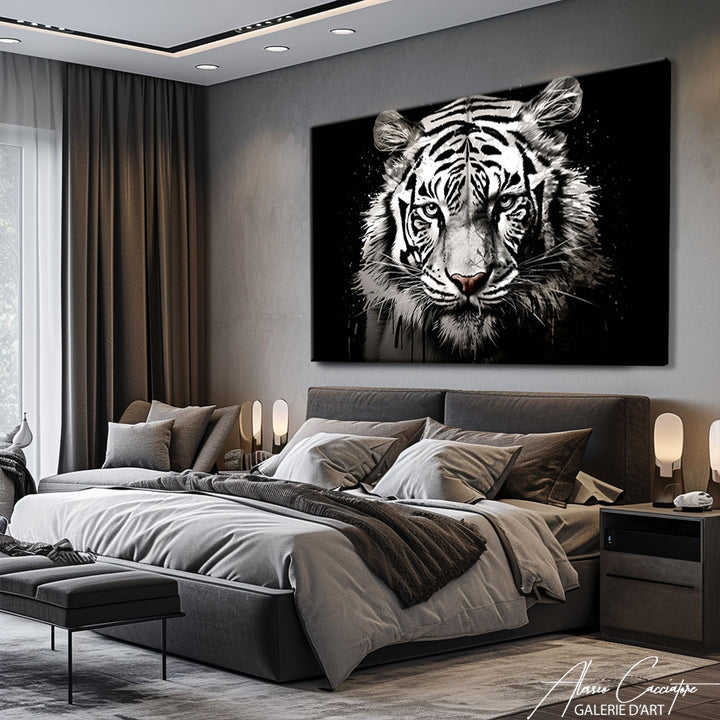 peinture tigre noir et blanc