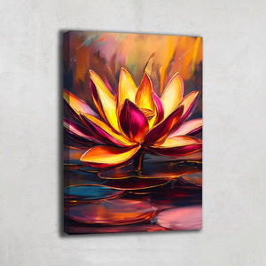 Tableau Fleur de Lotus Rouge