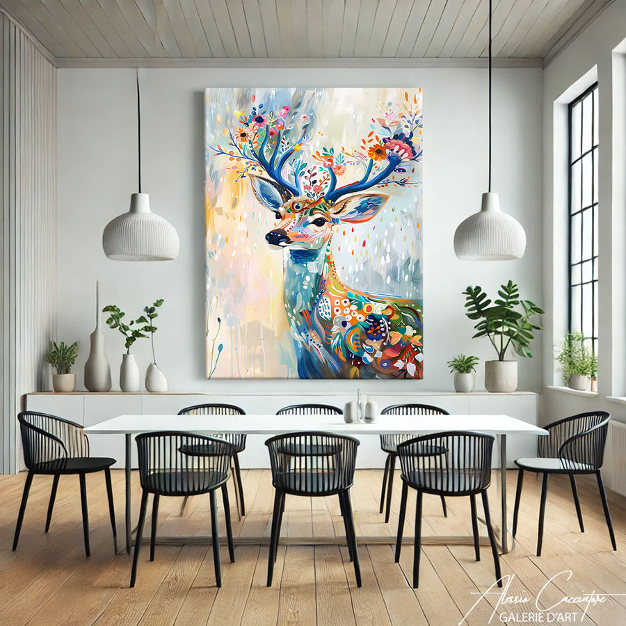 Peinture Cerf Forêt
 – mise en situation