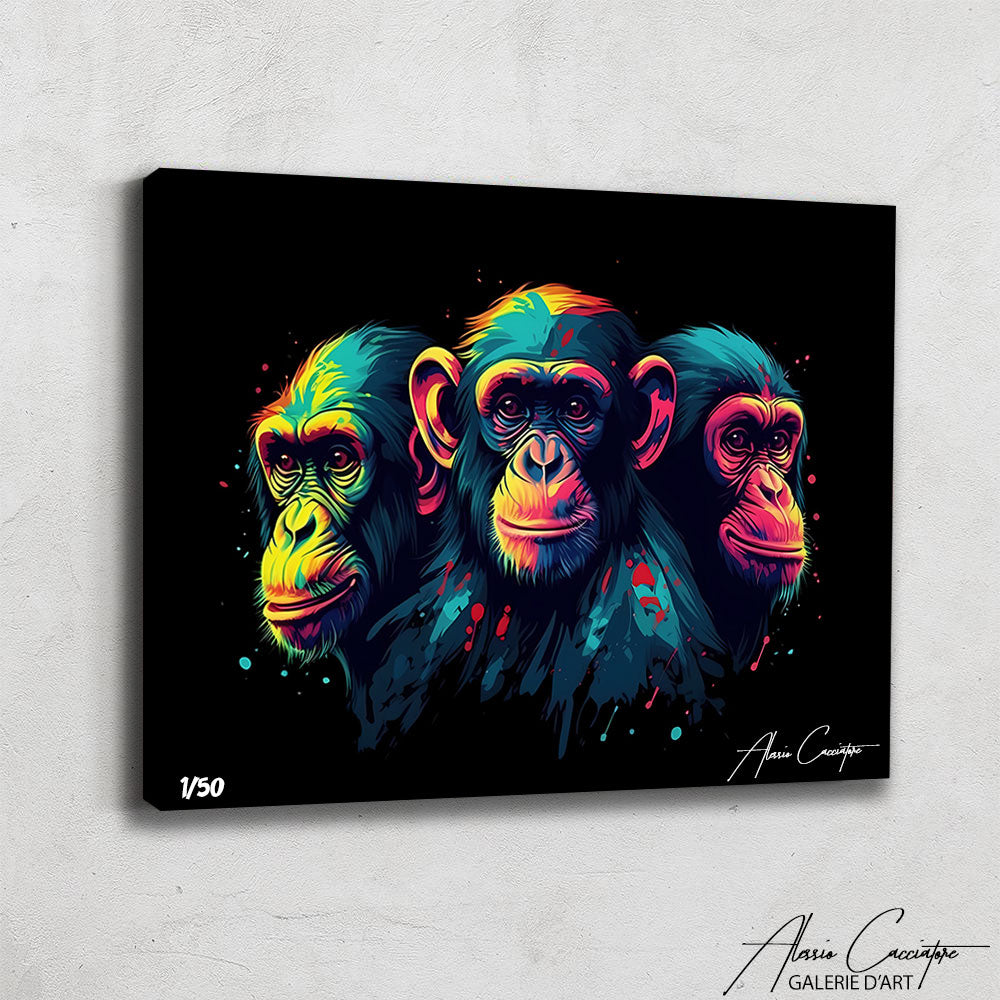 tableau 3 singes pop art