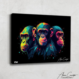 tableau 3 singes pop art