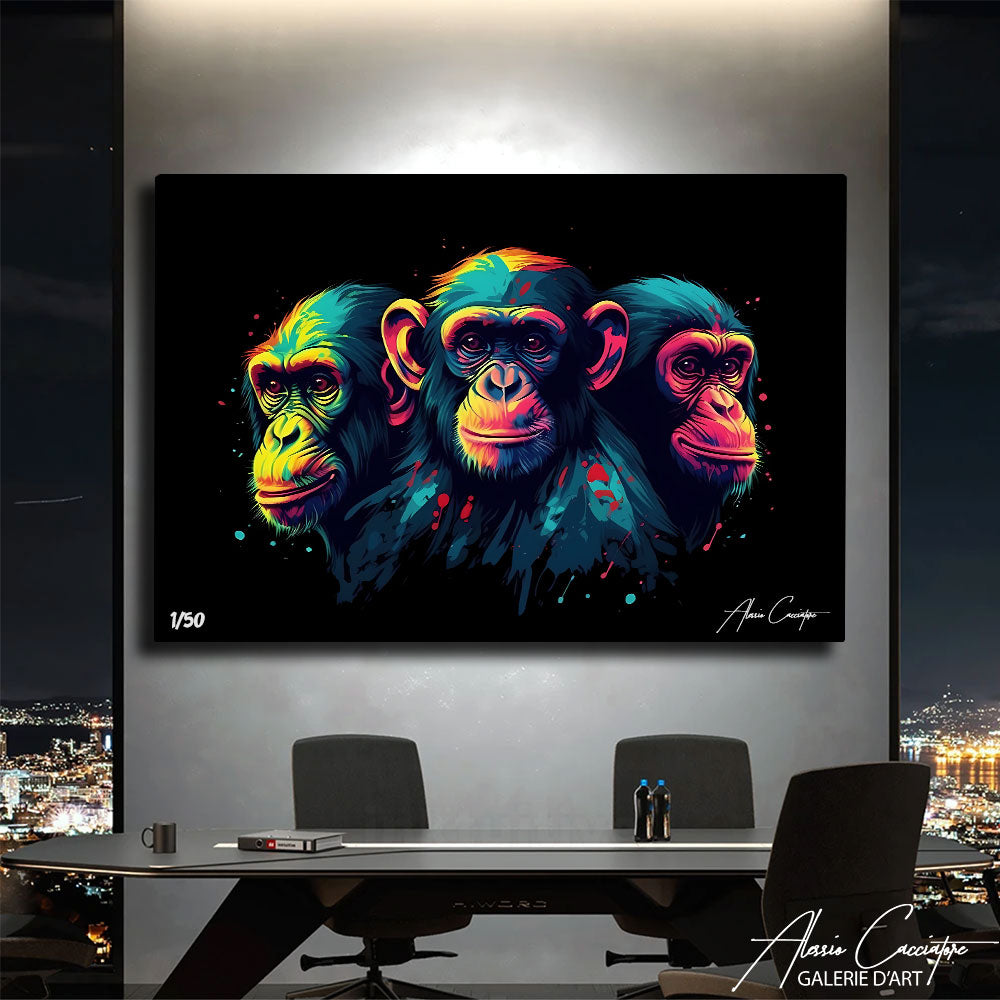 tableau 3 singes pop art