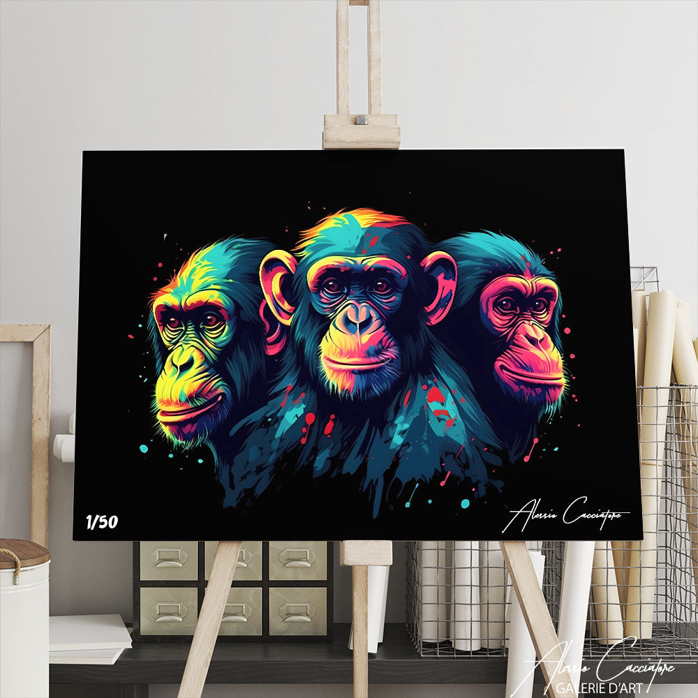 tableau 3 singes pop art