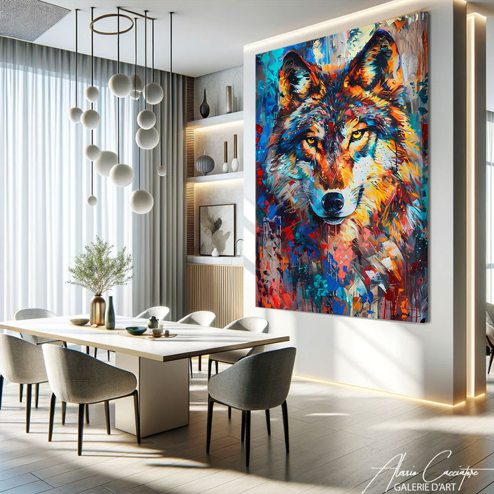 Tableau Loup Coloré