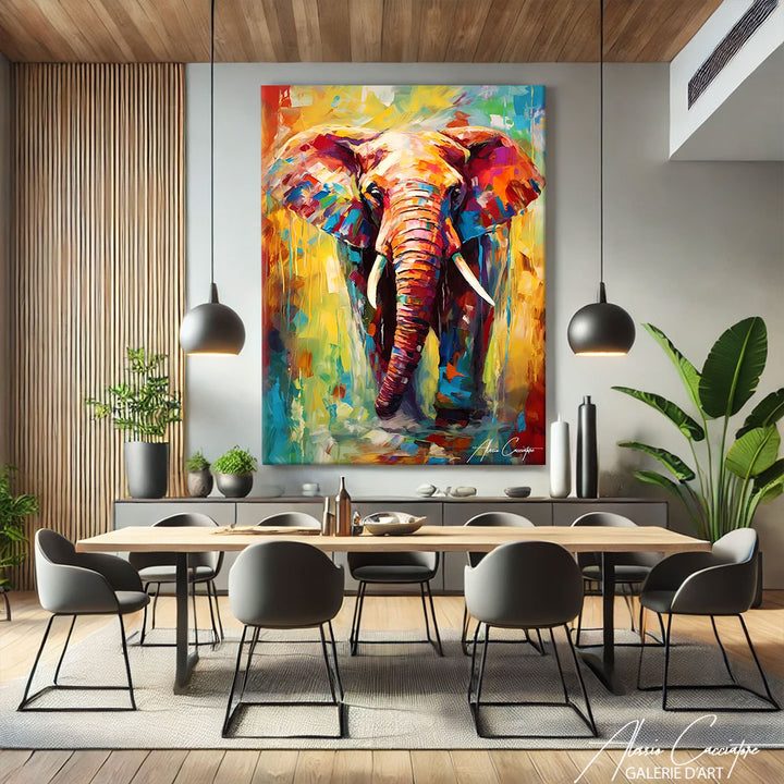 TABLEAU ÉLÉPHANT COULEUR CONTEMPORAIN