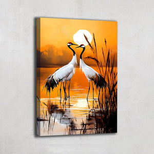 TABLEAU COUCHER DE SOLEIL GRUE