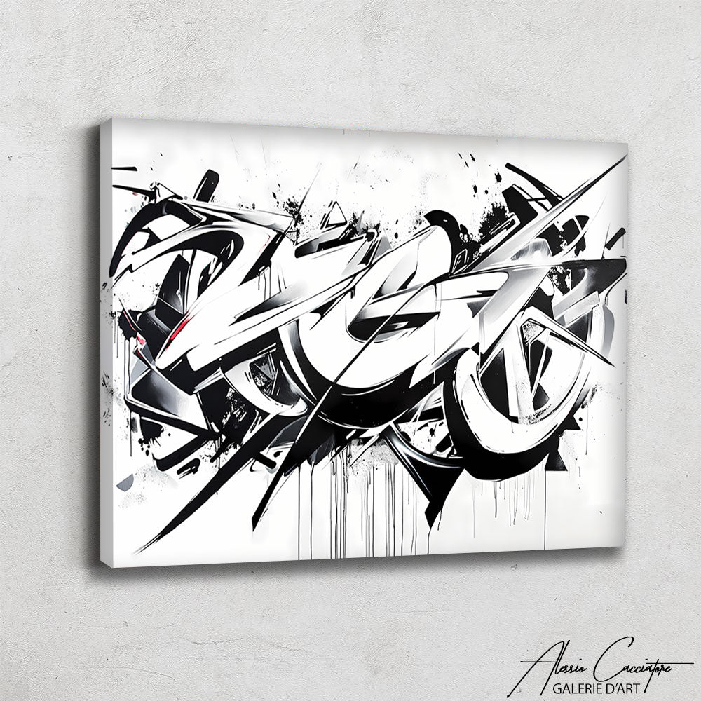 Tableau Graffiti Noir et Blanc