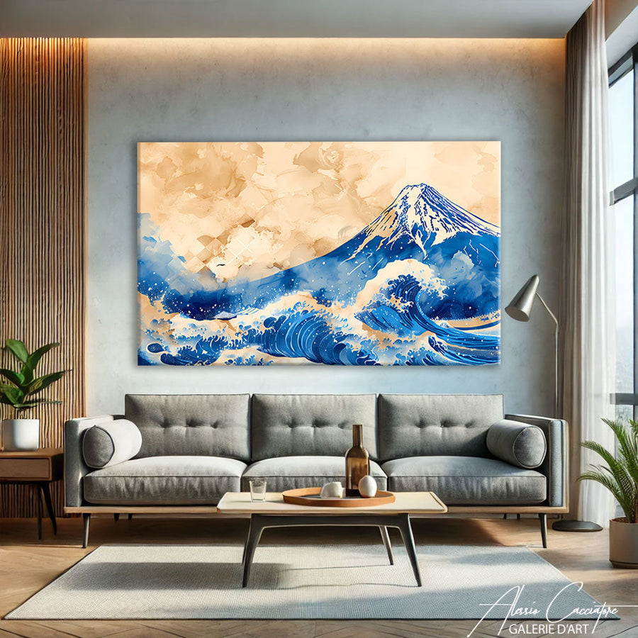 TABLEAU DE MONTAGNE ANCIEN Alessio Cacciatore – mise en situation