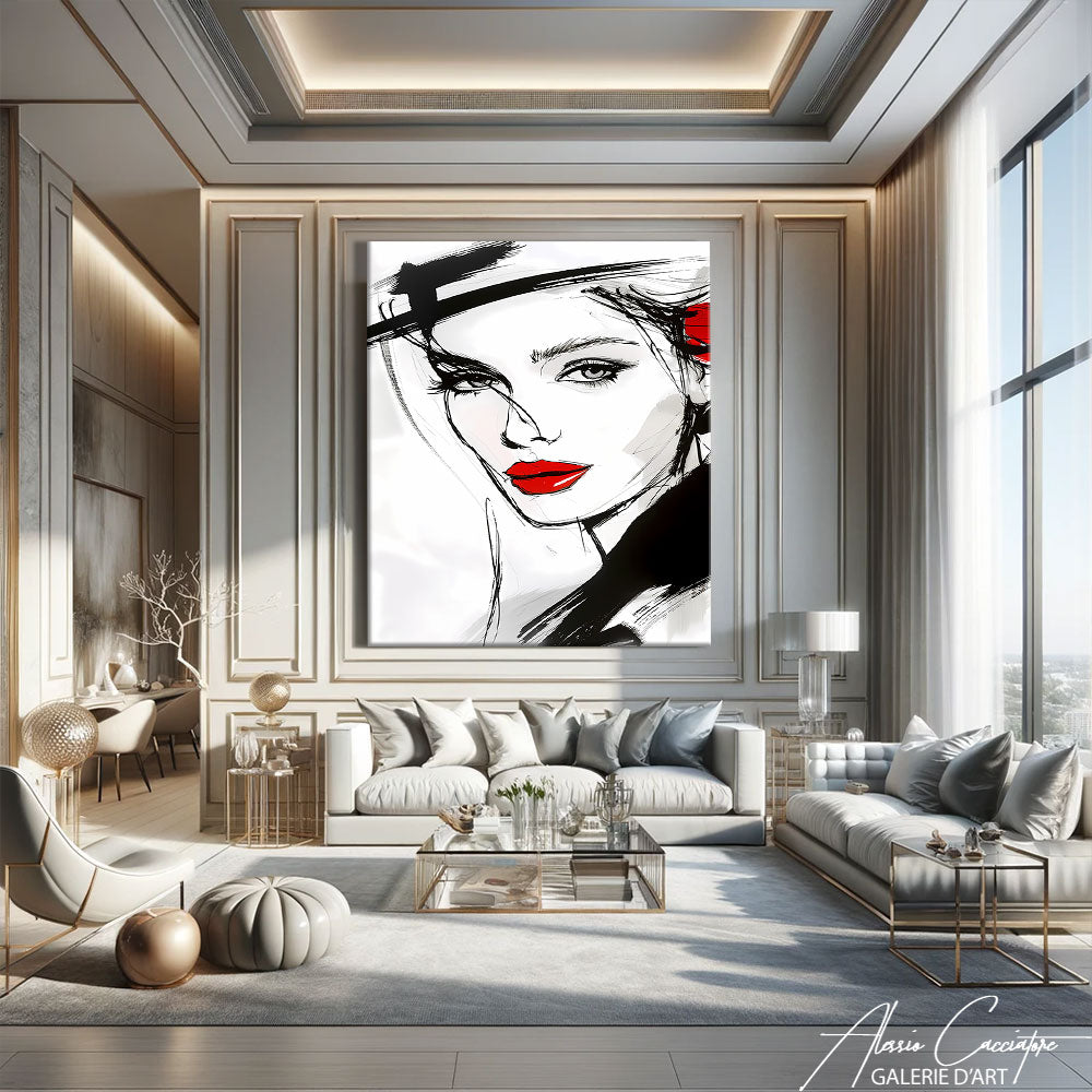 Tableau Visage Femme Noir et Blanc