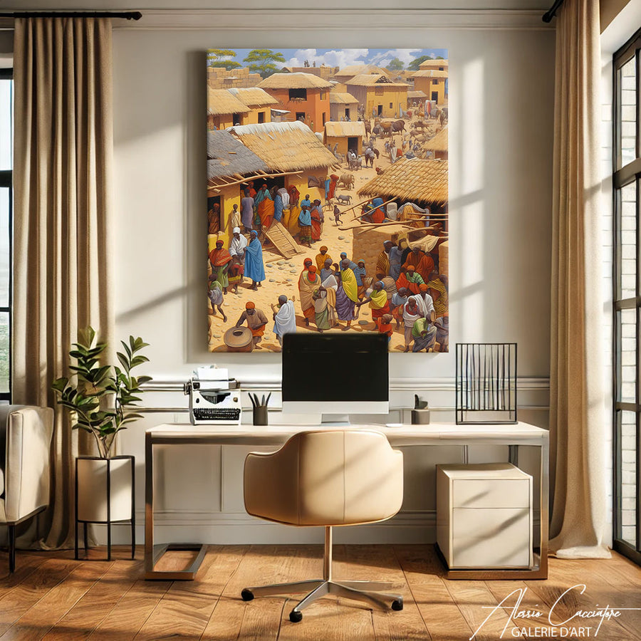 Peinture Village Africain – mise en situation