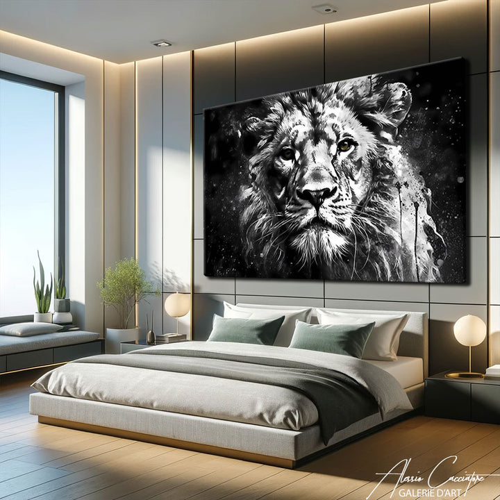 Tableau Lion Noir 