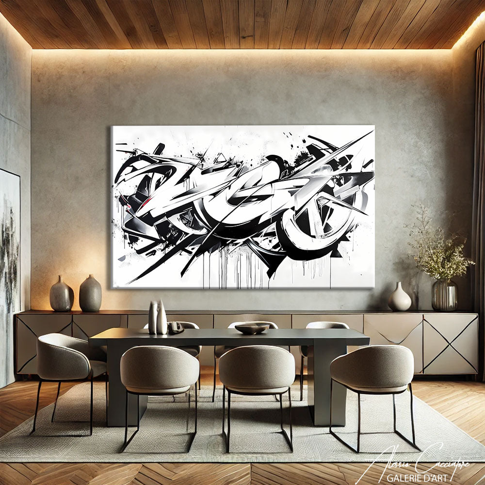 Tableau Graffiti Noir et Blanc