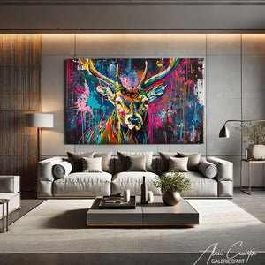 TABLEAU CERF POP ART
