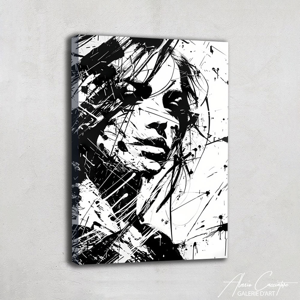 Tableau Visage Femme Noir et Blanc