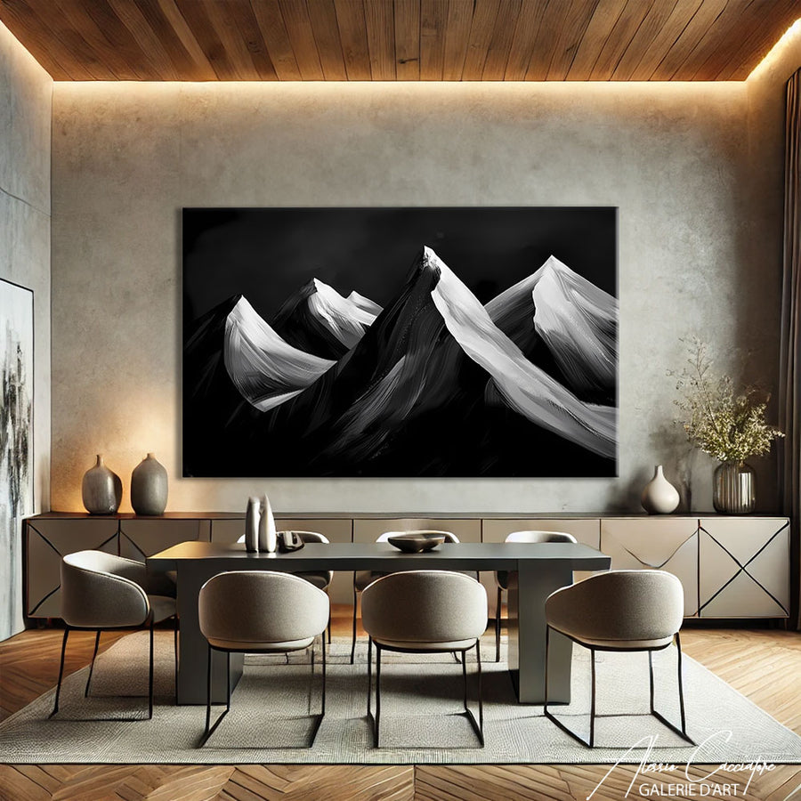 Tableau Montagne Noir et Blanc – mise en situation