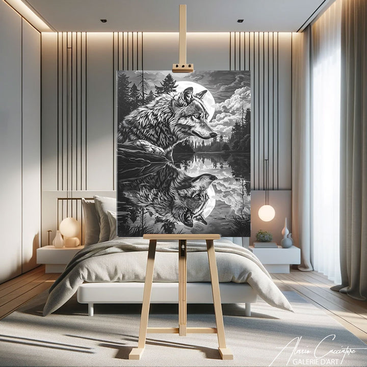 tableau loup peinture