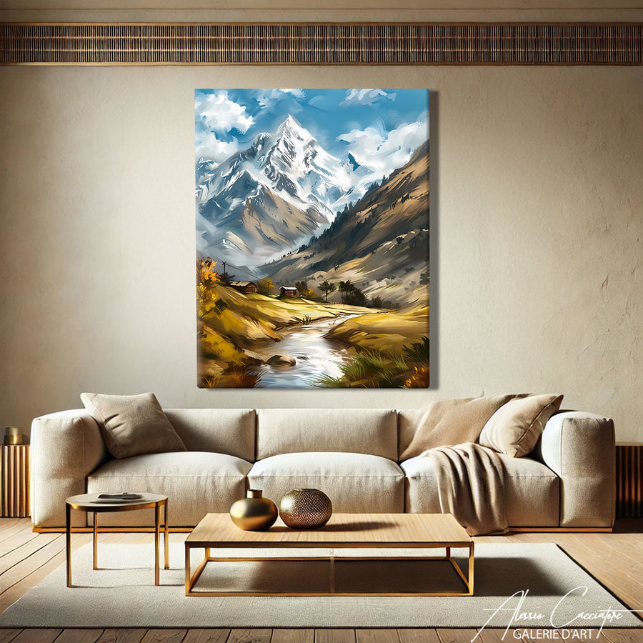 Tableau Montagne Enneigée – mise en situation