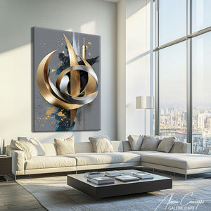 Tableau Abstrait Doré