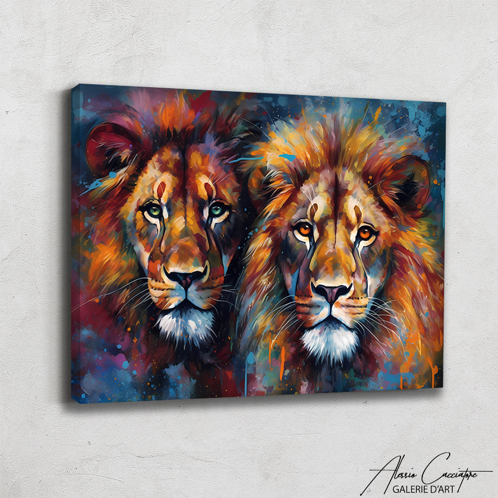 TABLEAU LION ET LIONNE
