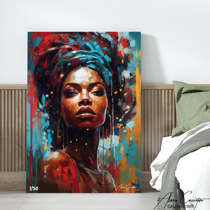 tableau femme africaine contemporain