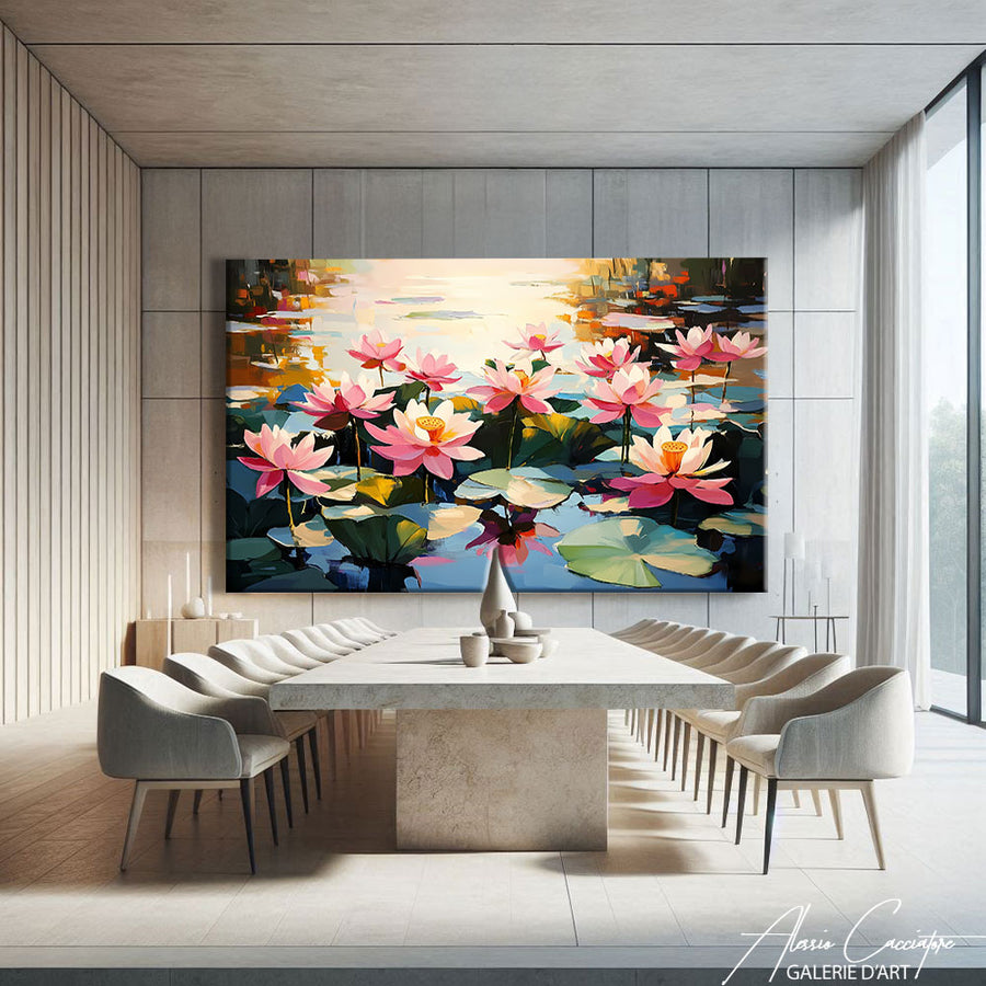 Tableau Fleur Lotus – mise en situation